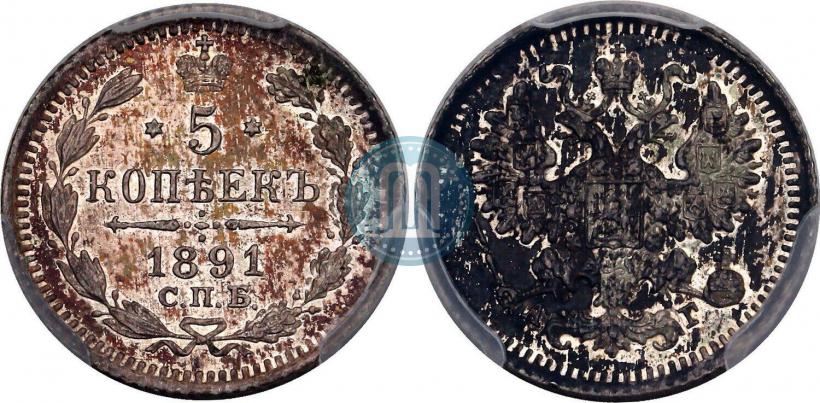 Фото 5 копеек 1891 года СПБ-АГ 