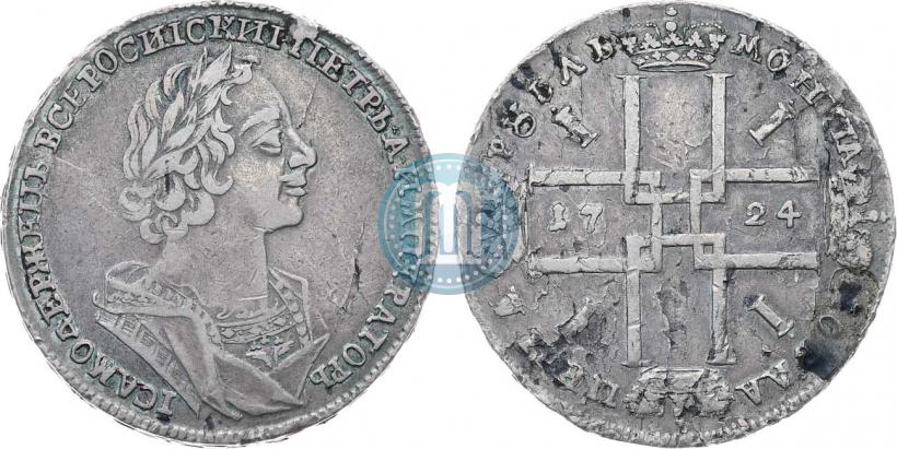 Фото 1 рубль 1724 года  "Портрет в античных доспехах"