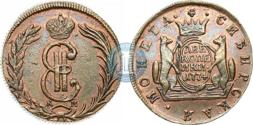 Picture 2 kopecks 1774 year КМ 