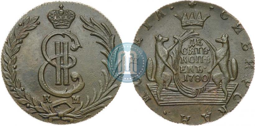 Фото 10 копеек 1780 года КМ 