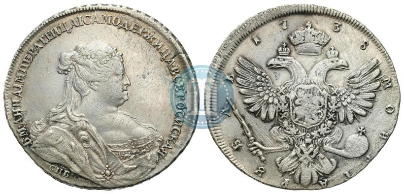 Фото 1 рубль 1738 года СПБ "Петербургский тип"