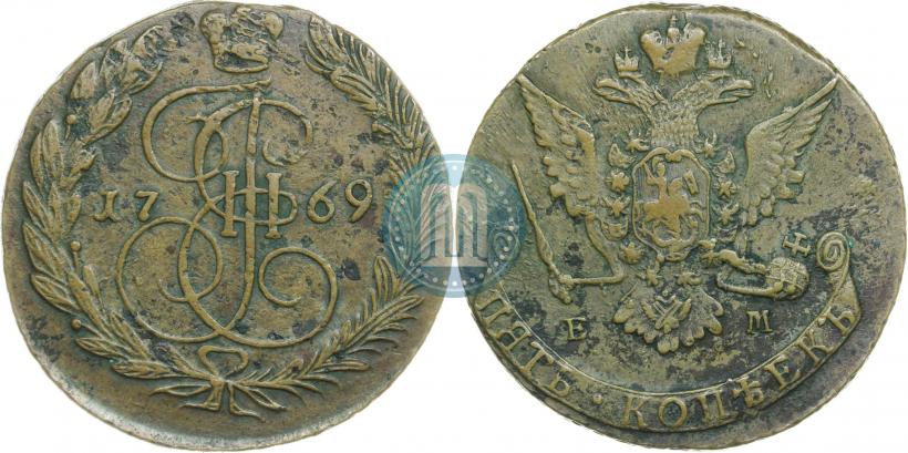 Picture 5 kopecks 1769 year ЕМ 