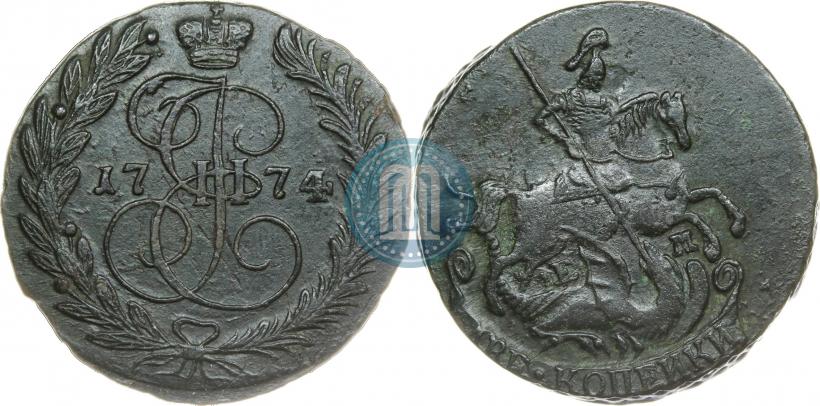 Фото 2 копейки 1774 года ЕМ 
