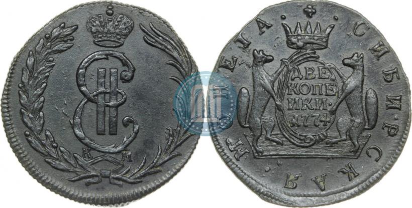 Фото 2 копейки 1774 года КМ 