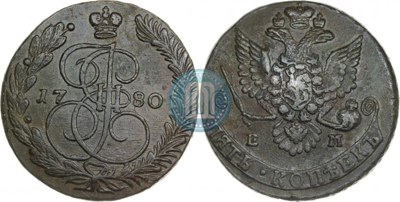 Picture 5 kopecks 1780 year ЕМ 
