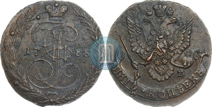 Picture 5 kopecks 1788 year ЕМ 