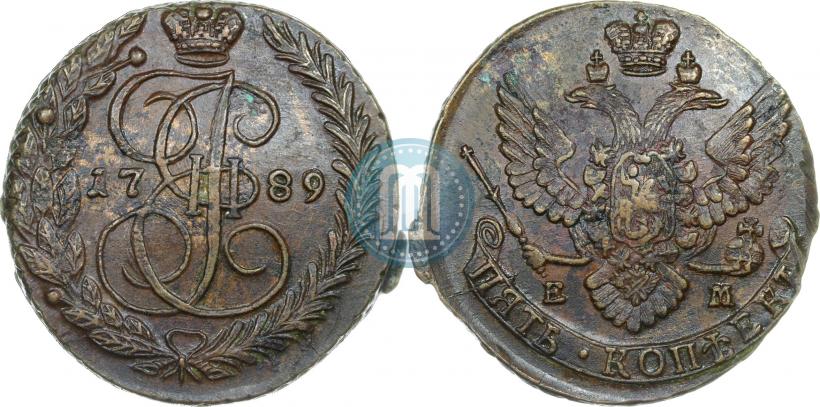 Picture 5 kopecks 1789 year ЕМ 