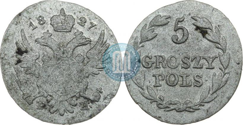 Фото 5 грошей 1827 года FH 