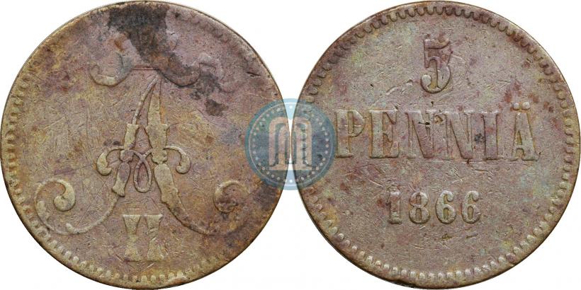Picture 5 pennia 1866 year  