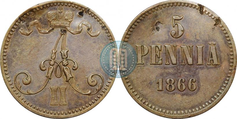 Picture 5 pennia 1866 year  