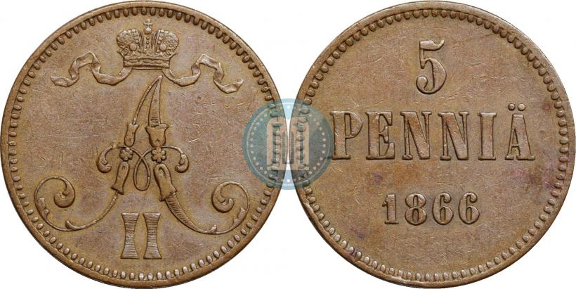 Picture 5 pennia 1866 year  