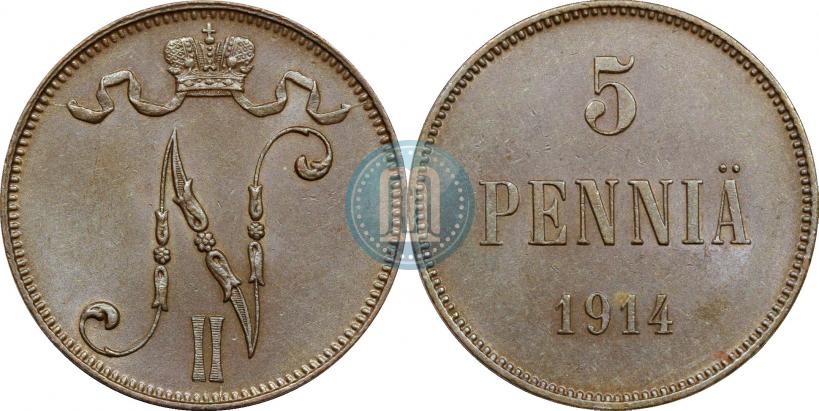 Фото 5 пенни 1914 года  