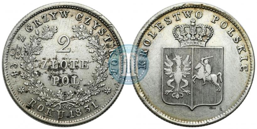 Picture 2 złote 1831 year KG "Polish uprising"