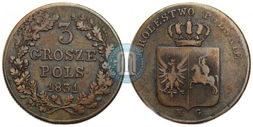 Picture 3 grosze 1831 year KG "Polish uprising"