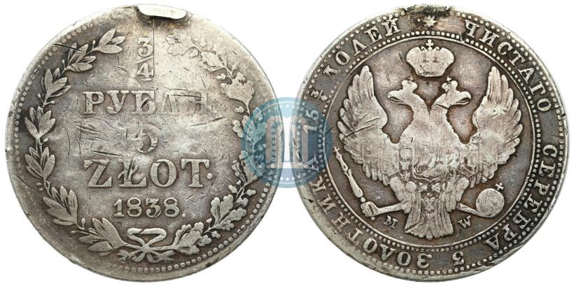 Picture 3/4 roubles - 5 złotych 1838 year MW 