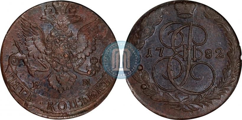 Фото 5 копеек 1782 года ЕМ 
