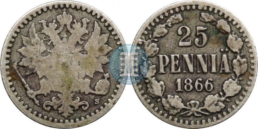 Фото 25 пенни 1866 года S 