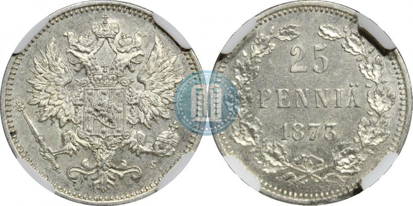 Фото 25 пенни 1873 года S 