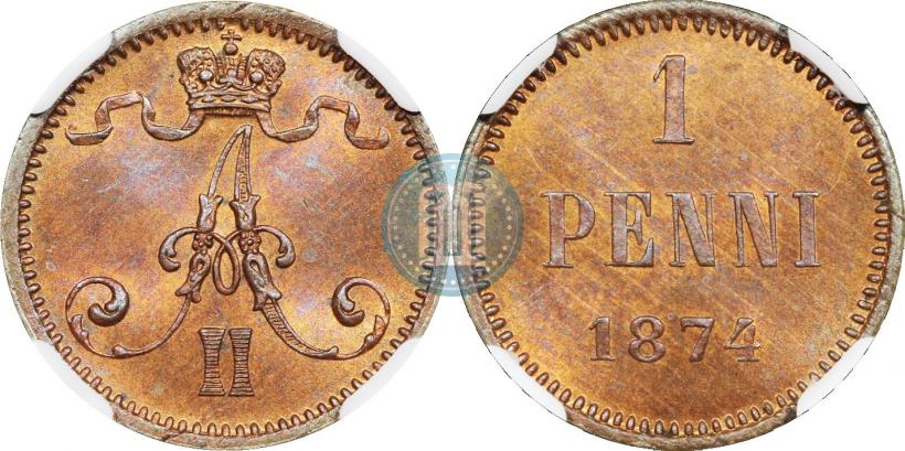 Фото 1 пенни 1874 года  