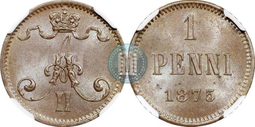 Фото 1 пенни 1875 года  