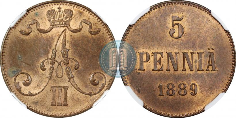 Фото 5 пенни 1889 года  