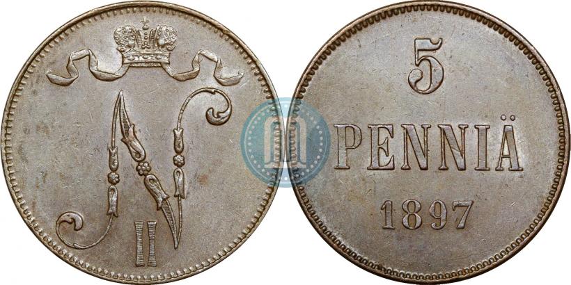 Picture 5 pennia 1897 year  