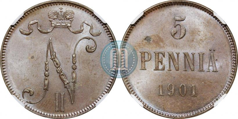 Picture 5 pennia 1901 year  