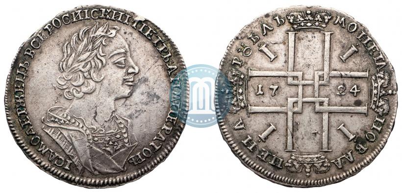Фото 1 рубль 1724 года  "Портрет в античных доспехах"