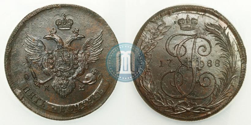Фото 5 копеек 1788 года КМ 