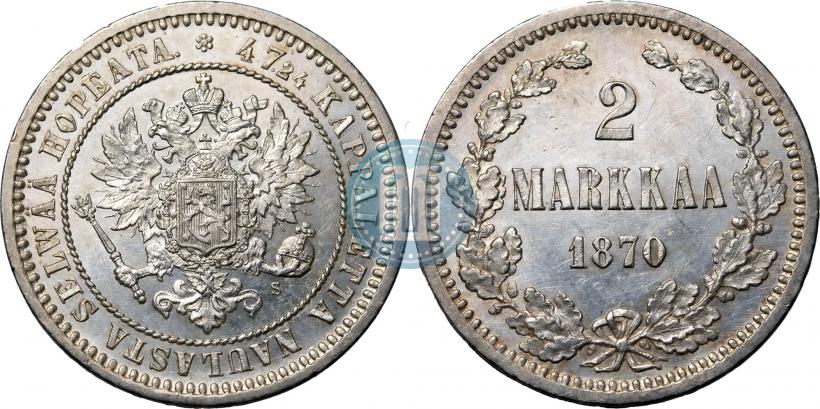 Picture 2 markkaa 1870 year S 
