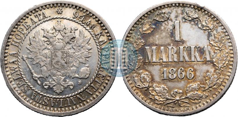 Picture 1 markka 1866 year S 