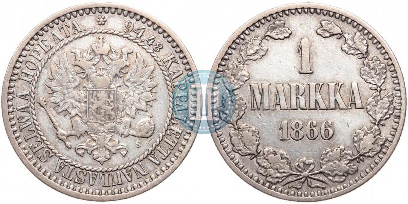 Picture 1 markka 1866 year S 