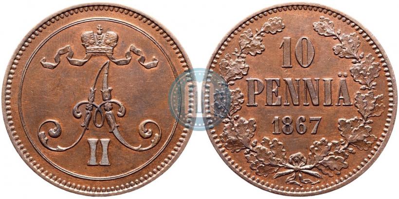 Picture 10 pennia 1867 year  