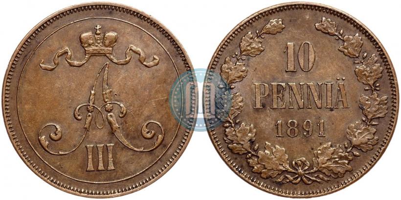Picture 10 pennia 1891 year  