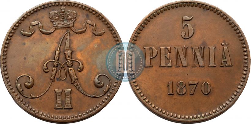 Фото 5 пенни 1870 года  