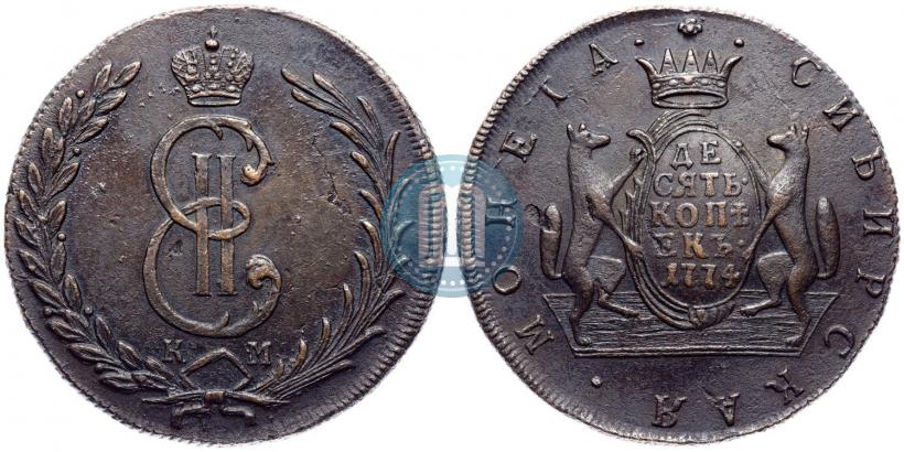 Фото 10 копеек 1774 года КМ 