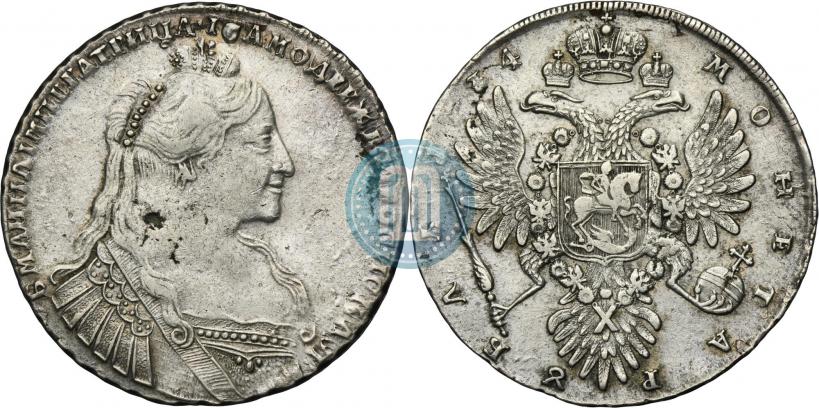 Фото 1 рубль 1734 года  "Тип 1735 года"