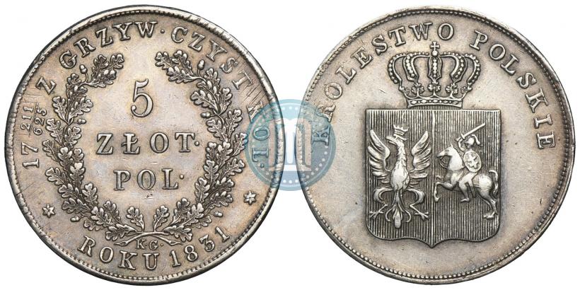 Фото 5 злотых 1831 года KG "Польское восстание"