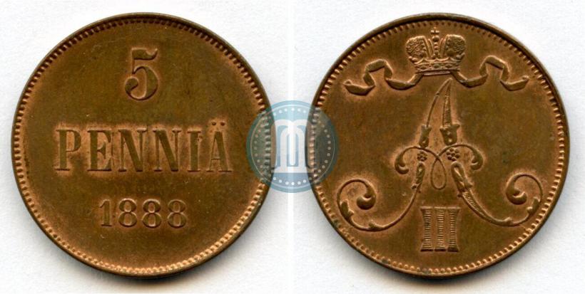 Picture 5 pennia 1888 year  