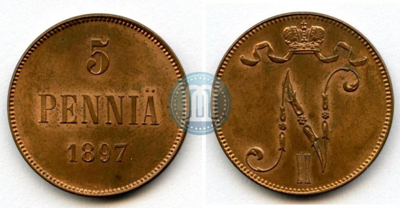 Picture 5 pennia 1897 year  