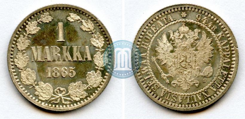 Picture 1 markka 1865 year S 