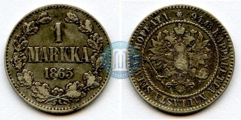 Picture 1 markka 1865 year S 