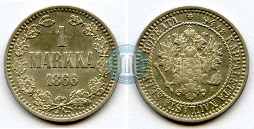 Picture 1 markka 1866 year S 