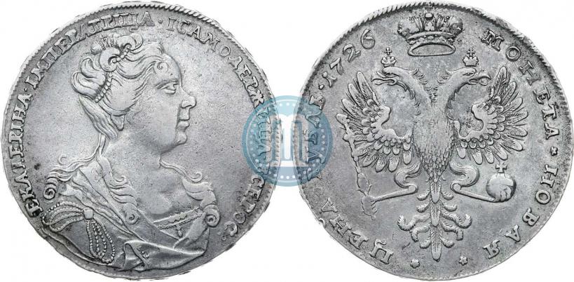 Фото 1 рубль 1726 года  "Московский тип, портрет вправо"