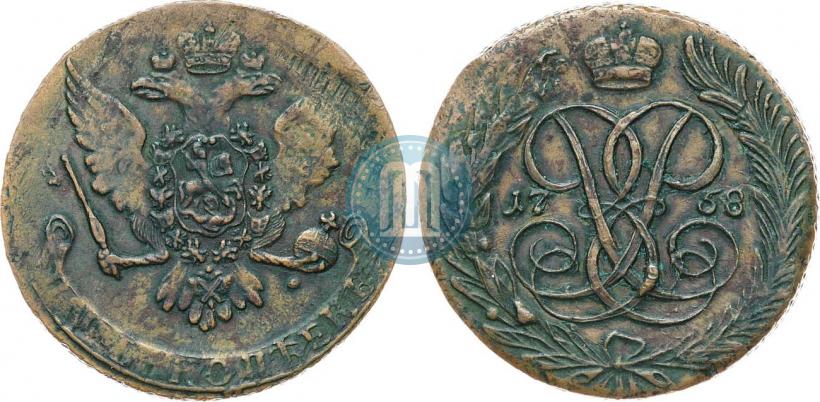 Фото 5 копеек 1758 года  