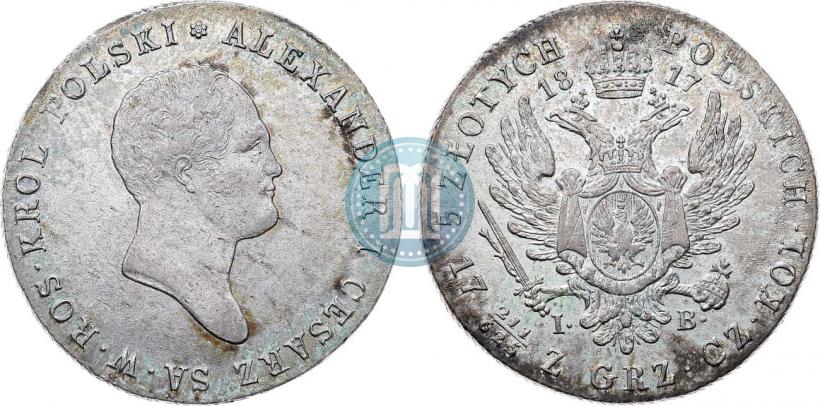 Фото 5 злотых 1817 года IB 
