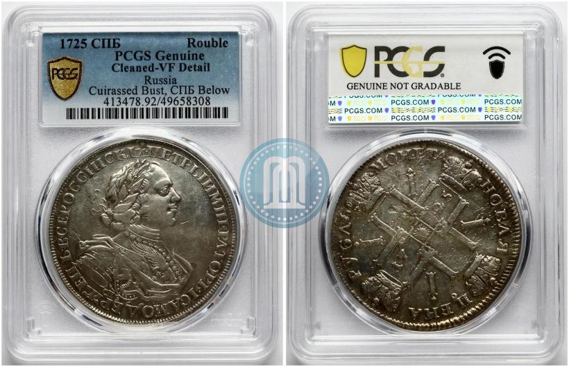 Фото 1 рубль 1725 года СПБ "Солнечный в латах"
