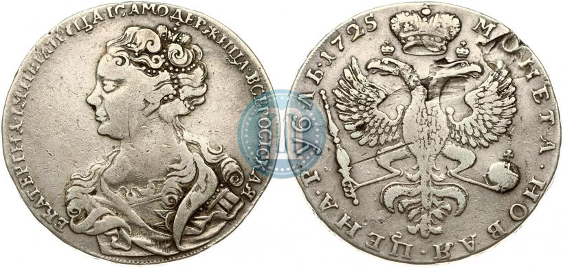 Фото 1 рубль 1725 года  "Московский тип, портрет влево"