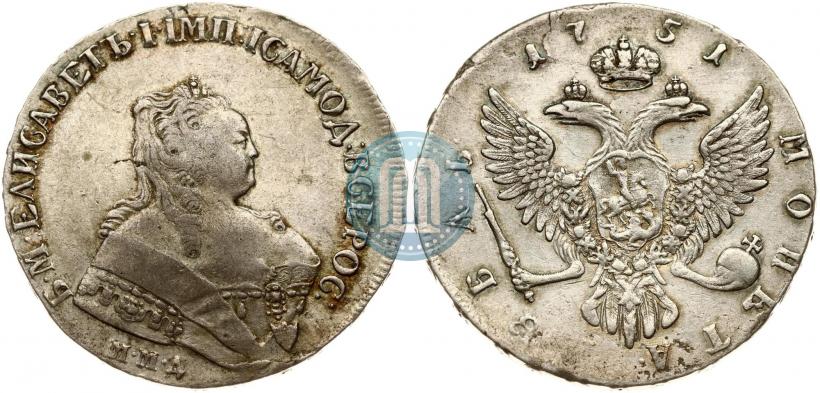 Фото 1 рубль 1751 года ММД 