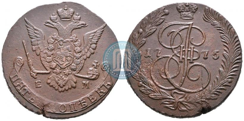 Picture 5 kopecks 1775 year ЕМ 